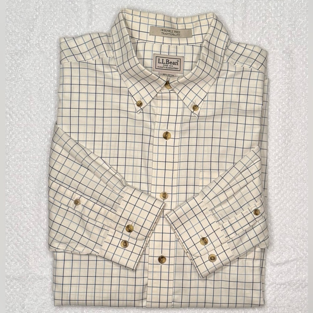 L.L. Bean Men's Wrinkle Free Plaid Button Down Shirt